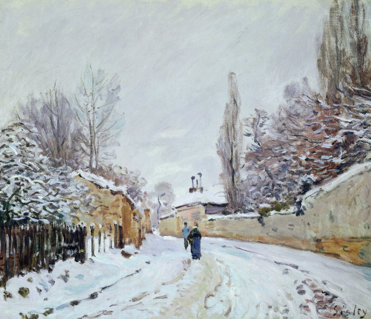 藤田嗣治、「Paysage de banlieue sous la neige」 Route sous la neige, près de Louveciennes, 1876